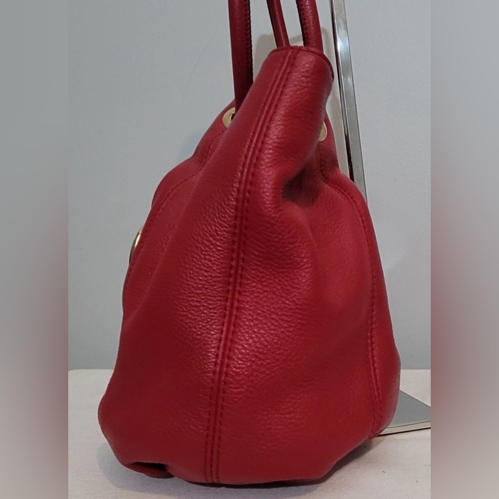 MICHAEL Michael Kors East West Ring Red Pebbled Leather Tote Shoulder Bag - Picture 6 of 16